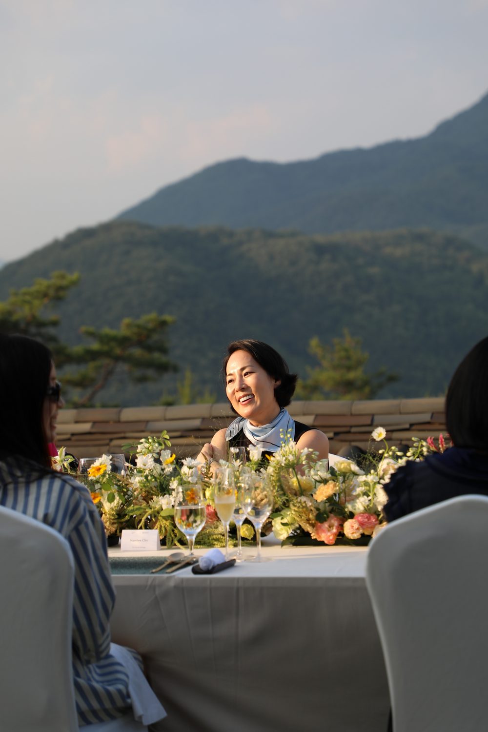 Blair Hong at a dinner above the valley