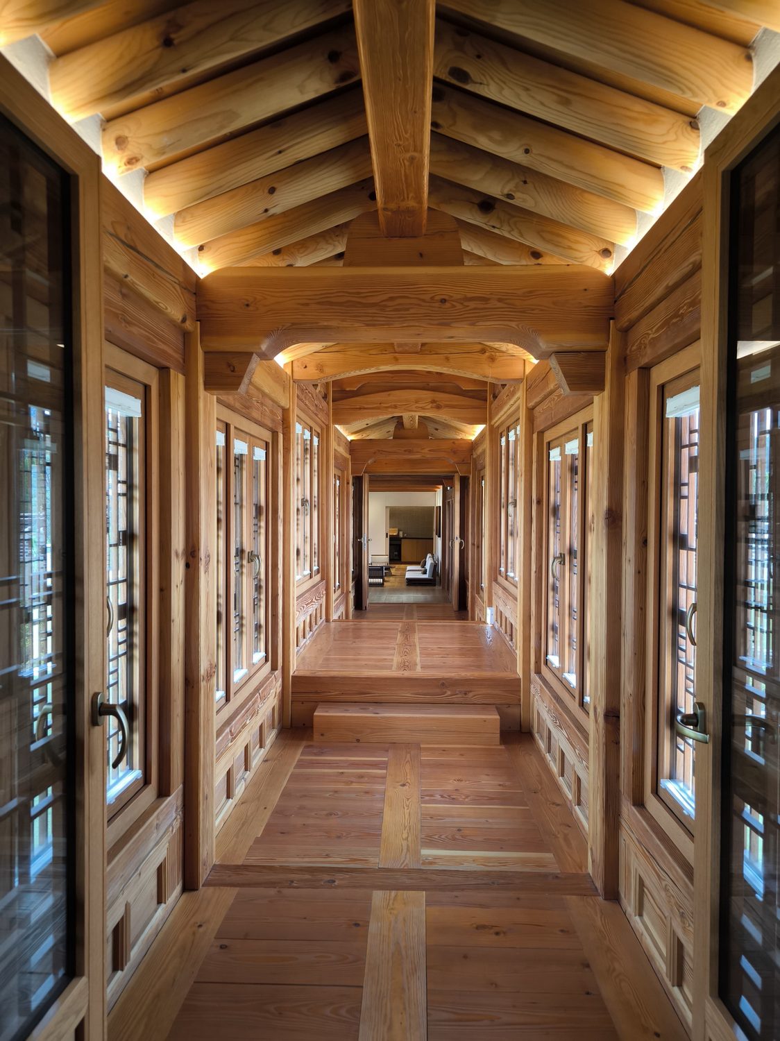 Joinery of a timber corridor