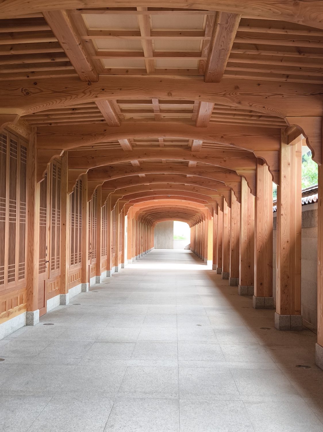 A covered walk in timber